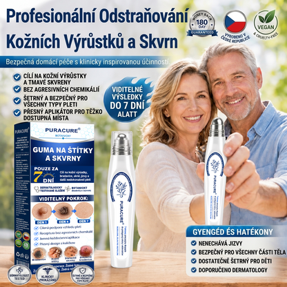 PuraCure® 👩‍⚕️ 𝟕denní Pero na Odstranění Kožních Výrůstků a Skvrn – Bezbolestné Odstranění bez Jizev, Profesionální Roller aplikátor