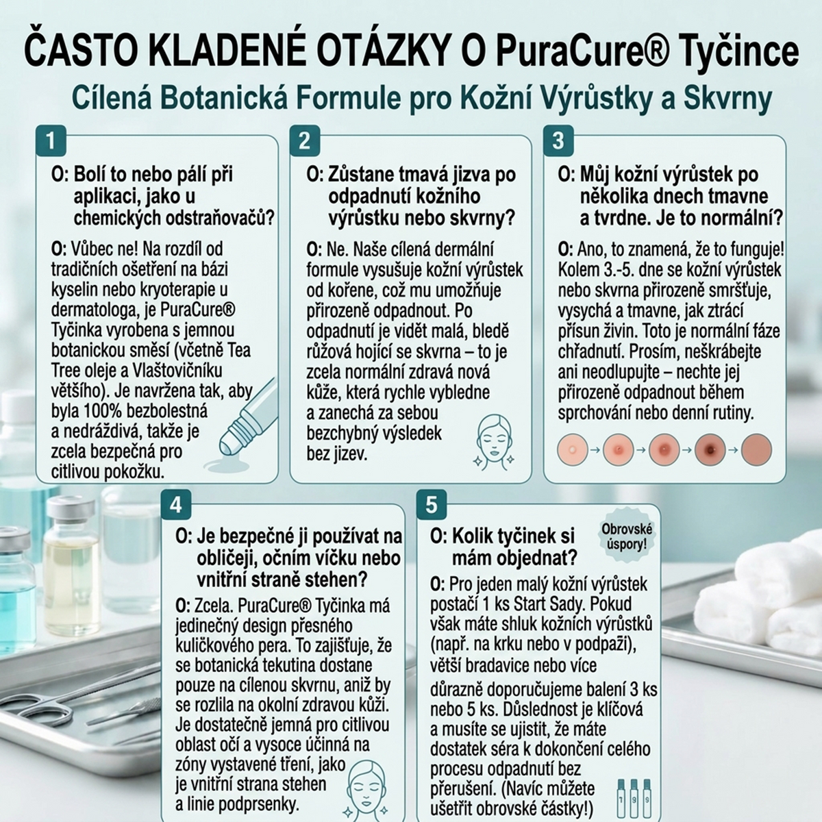 PuraCure® 👩‍⚕️ 𝟕denní Pero na Odstranění Kožních Výrůstků a Skvrn – Bezbolestné Odstranění bez Jizev, Profesionální Roller aplikátor