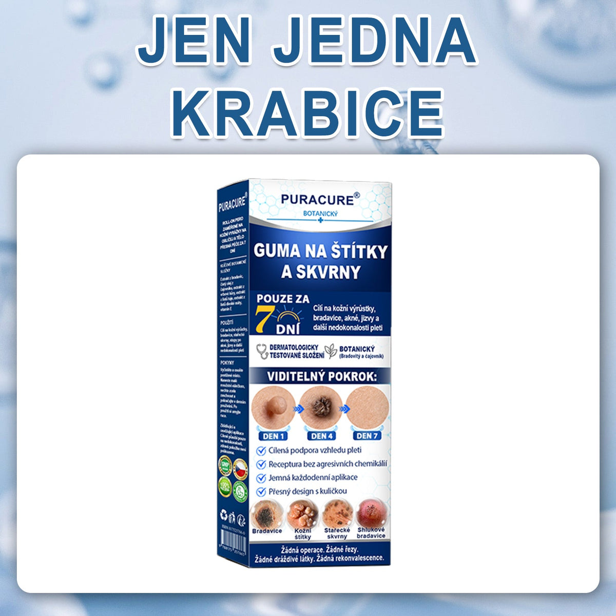 PuraCure® 👩‍⚕️ 𝟕denní Pero na Odstranění Kožních Výrůstků a Skvrn – Bezbolestné Odstranění bez Jizev, Profesionální Roller aplikátor